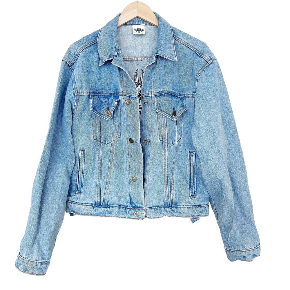 Vintage Acme Clothing Warner Brothers Embroidered Jean Jacket Sz M